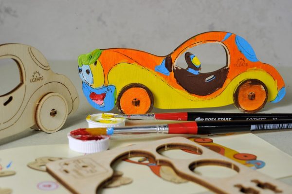 Ugears 4Kids Car 3D Wooden Painted Model Kit