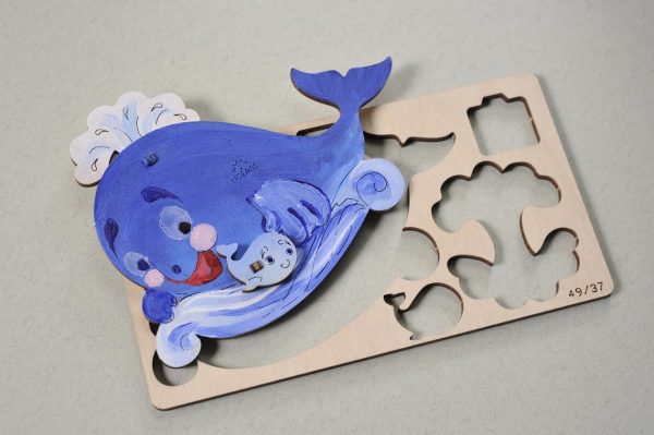 Ugears 4Kids Whale 3D Painted Wooden Model