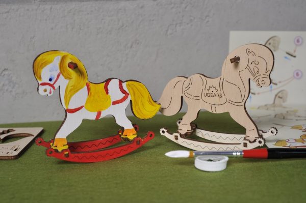 Ugears 4Kids Rocking Horse 3D Painted Wooden Model