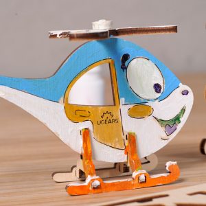 Ugears 4Kids Helicopter 3D Wooden Painted Model Kit