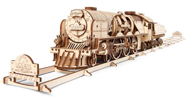 Ugears V-Express Steam Train with Tender 3D Wooden Model